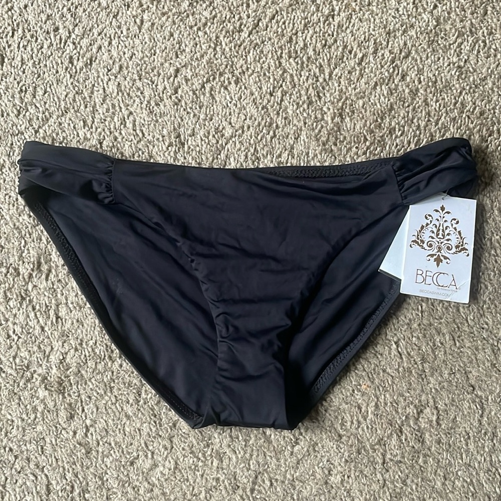 NWT Women’s Becca Bikini Cut Black Bathing Suit Bottom Size Large